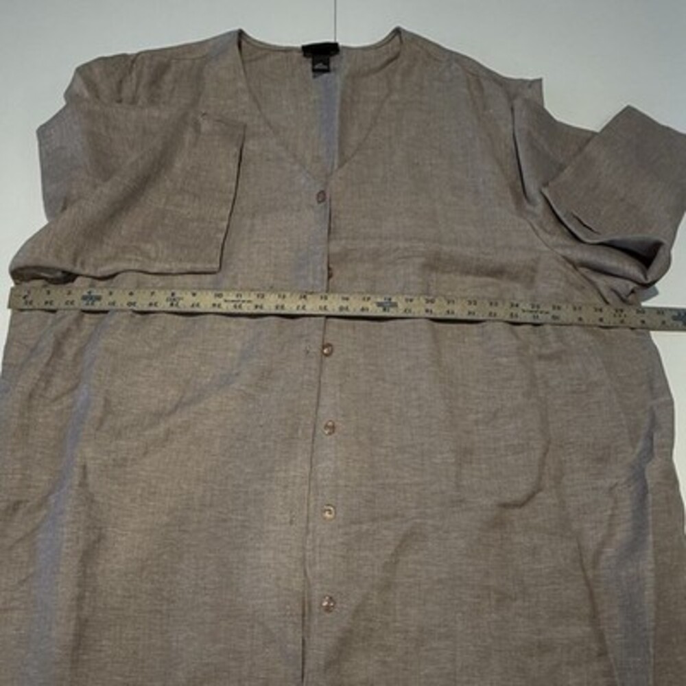 Maggie Barnes Shirt Womens 4X 30/32 Brown Check Button Down 3/4 Sleeve SKU216